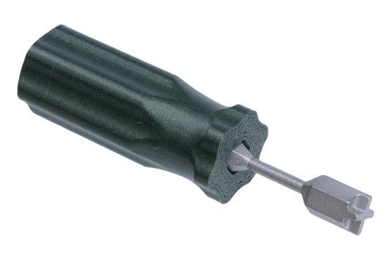 FCD SRO Battery Tool is made of stainless steel with a removeable handle
